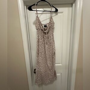 Kittenish Pink and White Patterned Midi Dress